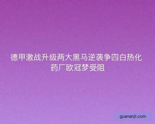 德甲激战升级两大黑马逆袭争四白热化 药厂欧冠梦受阻